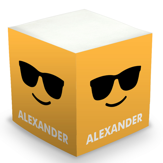 Yellow Emoji Sunglasses Sticky Memo Cube